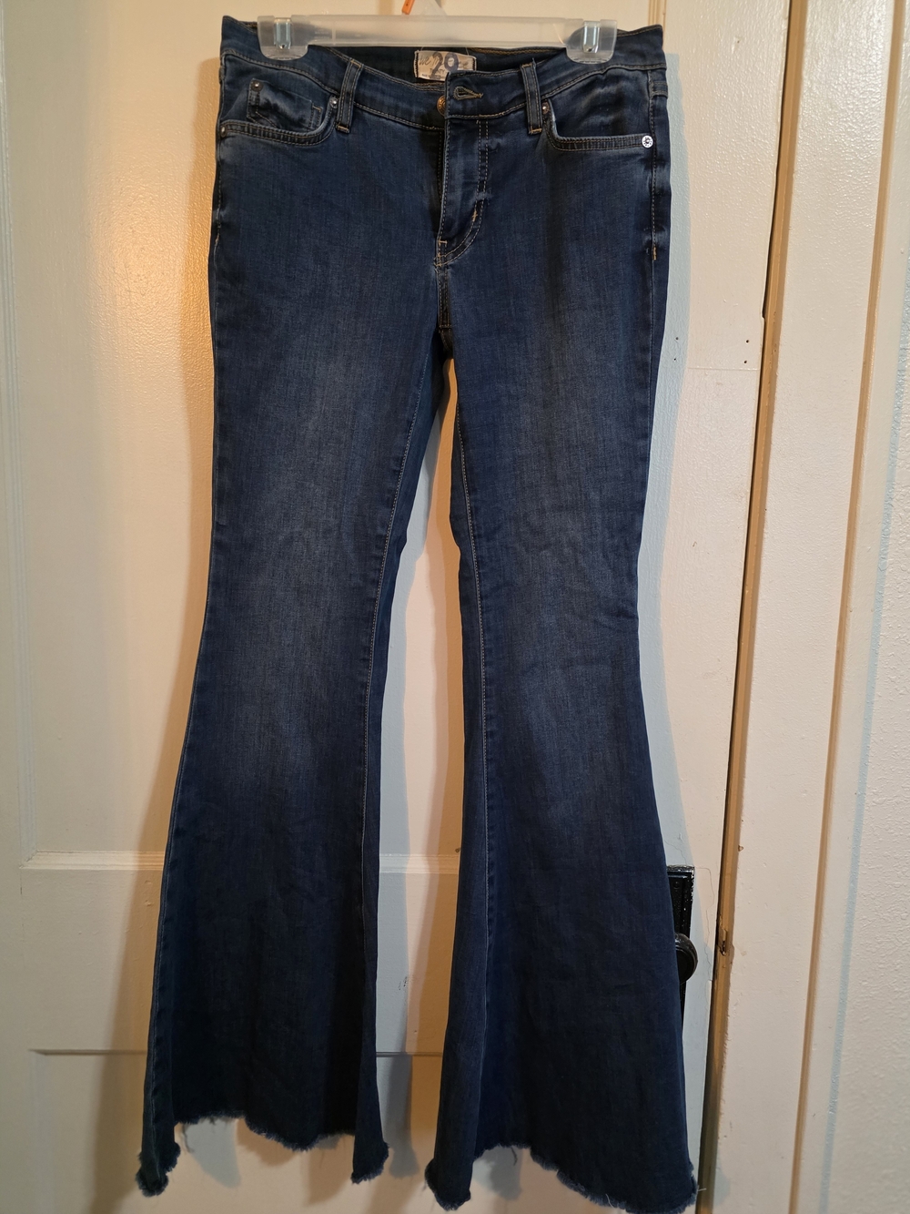 Free People Indigo Flare Jeans with Raw Hem